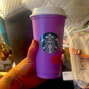 Starbucks plastic cup in lavender